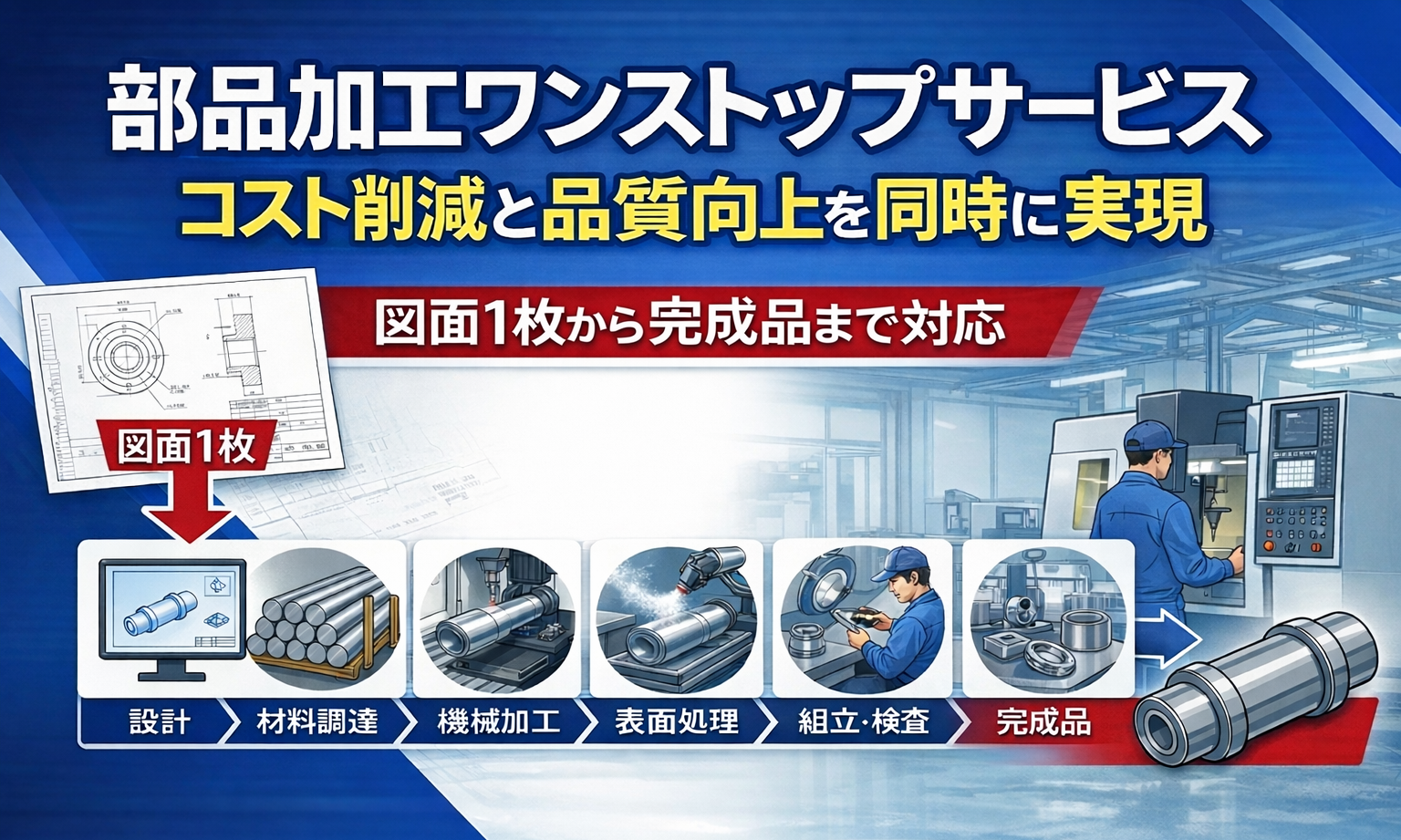 図面1枚から完成品まで対応 部品加工におけるワンストップサービスのメリットとは